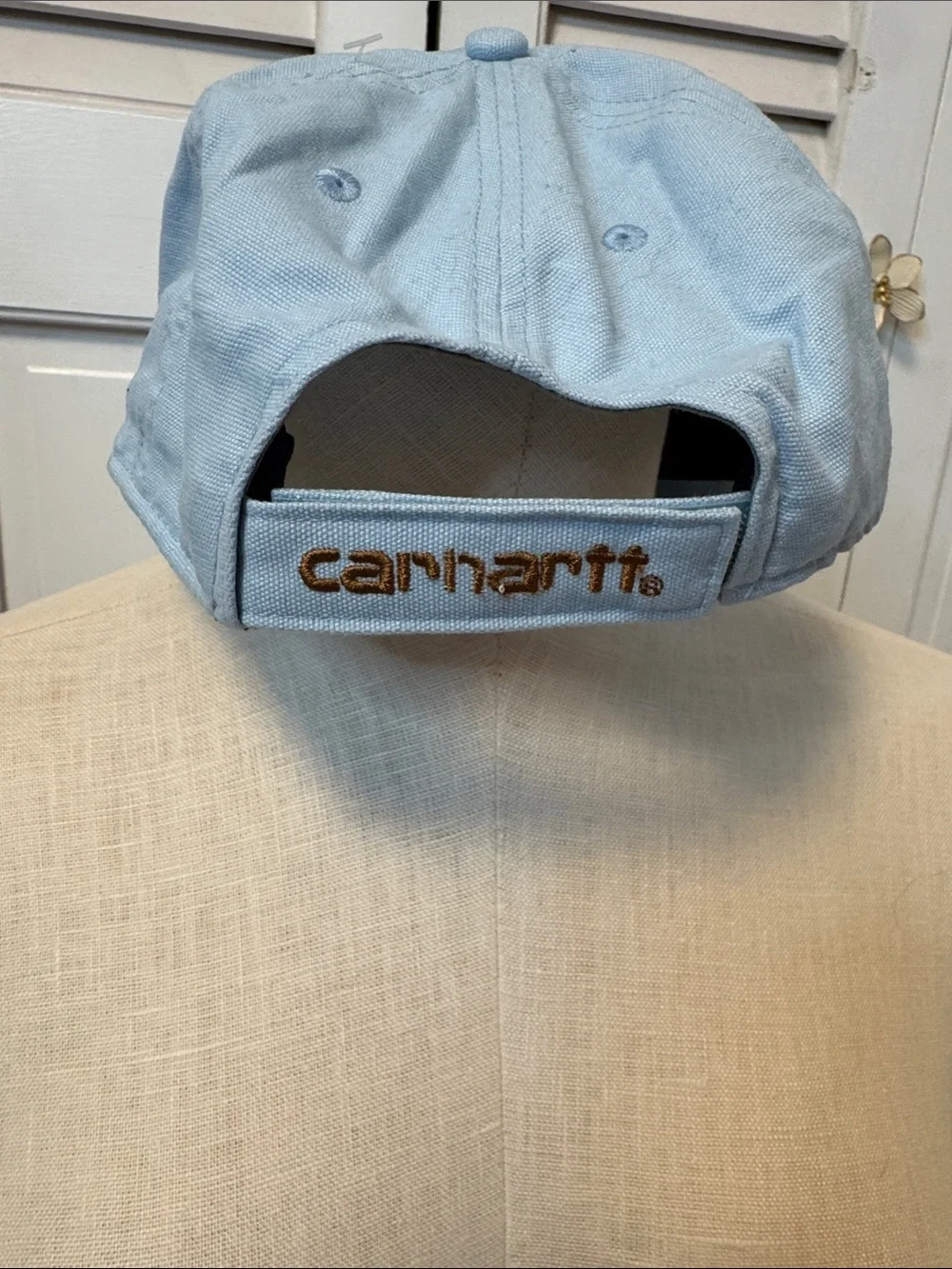 Carhartt Kids Light Blue Canvas Baseball Cap with Brown Patch